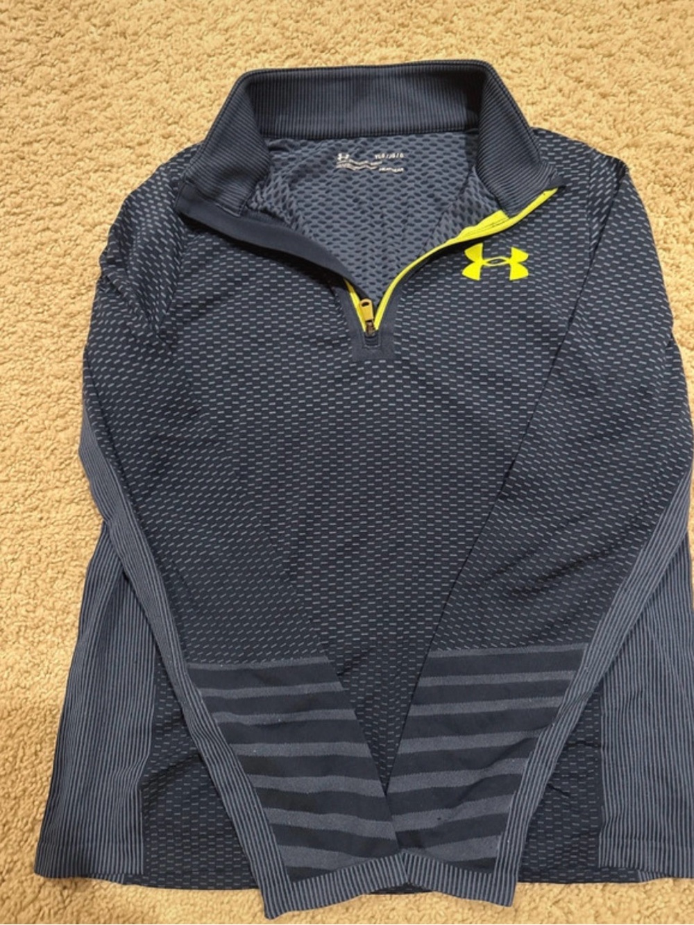 Under Armour Navy Half-Zip Performance Pullover with Yellow Accents